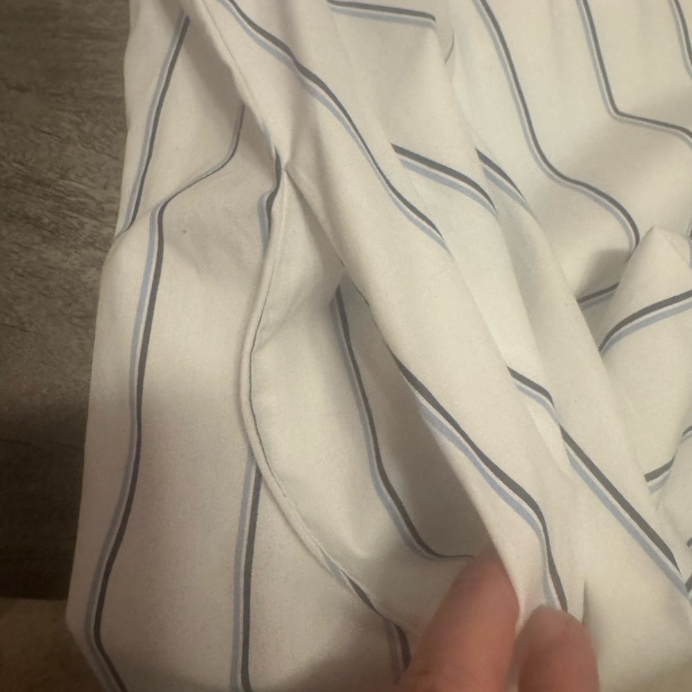 Banana Republic White Sleeveless Button-Up with Navy Pinstripes - Picture 7 of 7